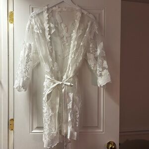 Bridal White Lace Robe